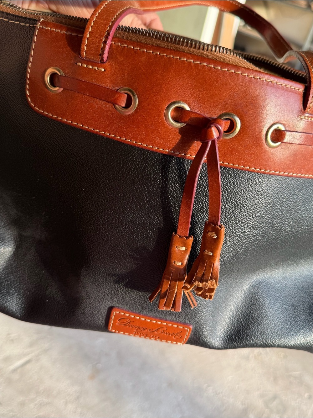 Dooney & Bourke Black with Brown Leather Trim Tote
